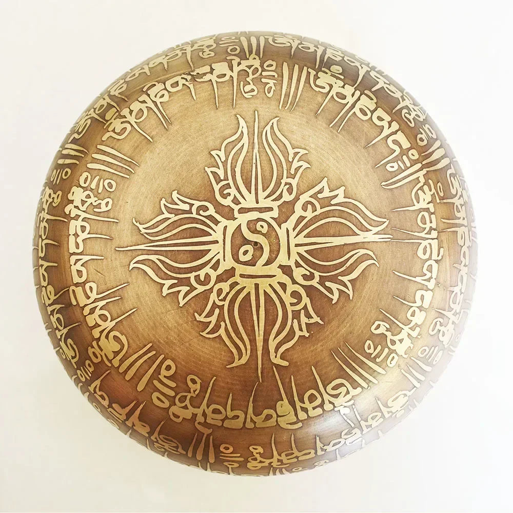 Bol Chantant Tibétain 12cm avec Motifs Bouddhistes