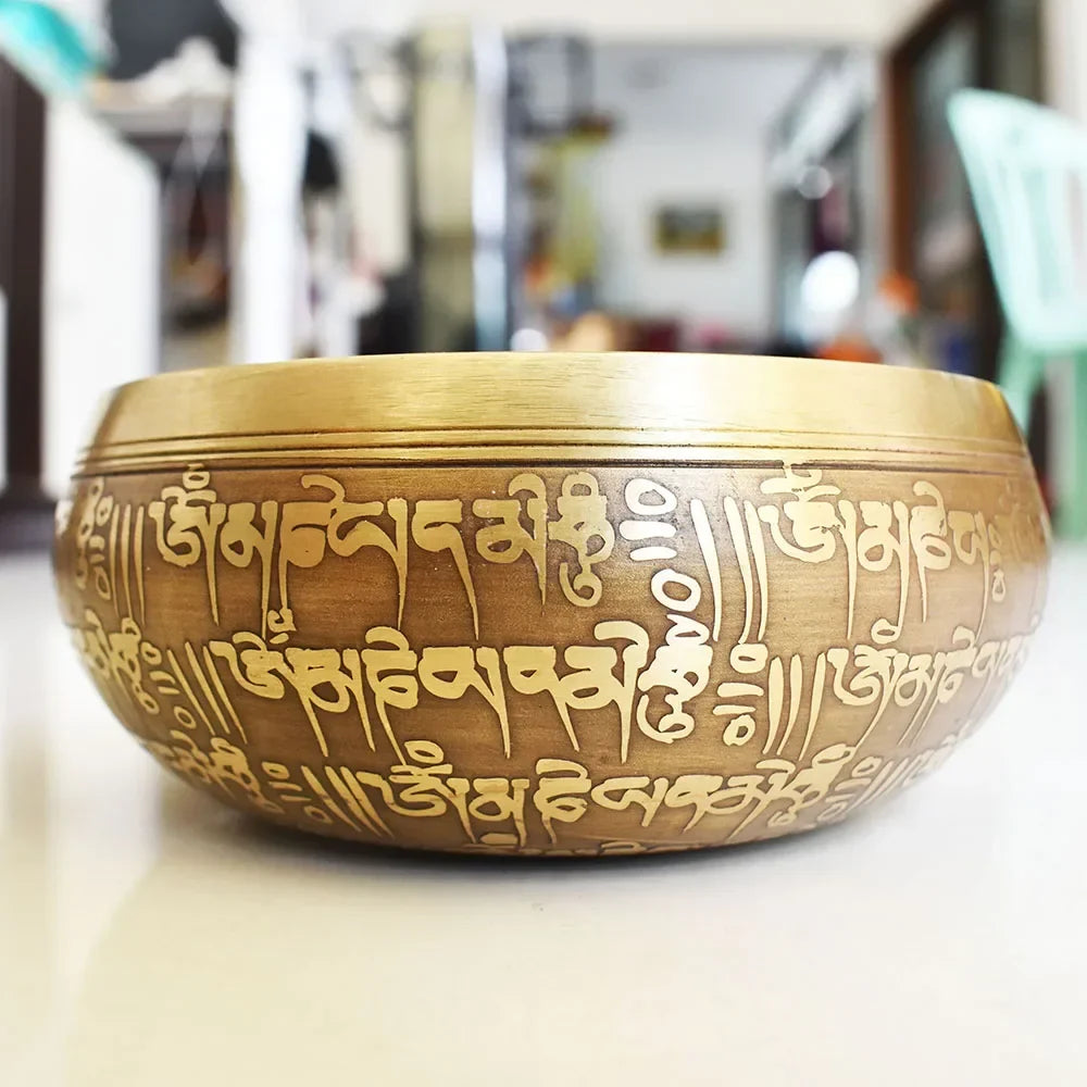 Bol Chantant Tibétain 12cm avec Motifs Bouddhistes