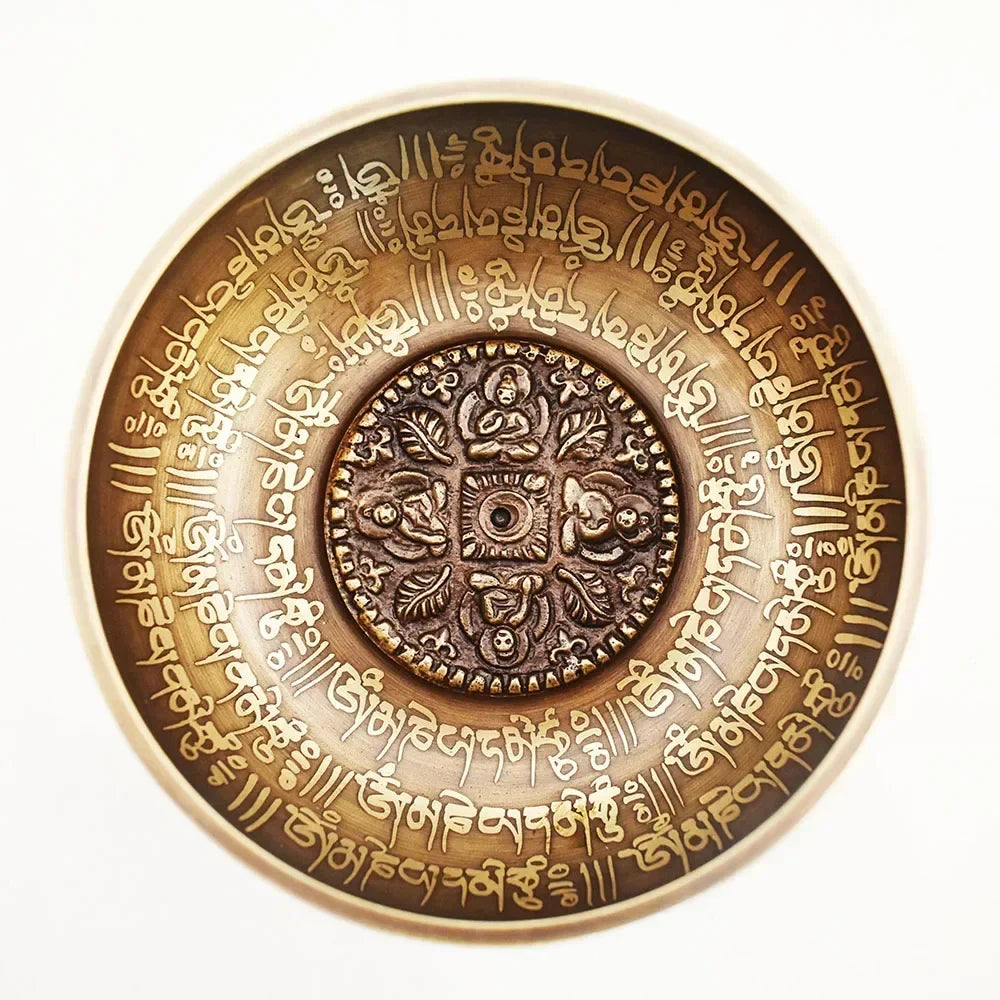 Bol Chantant Tibétain 12cm avec Motifs Bouddhistes